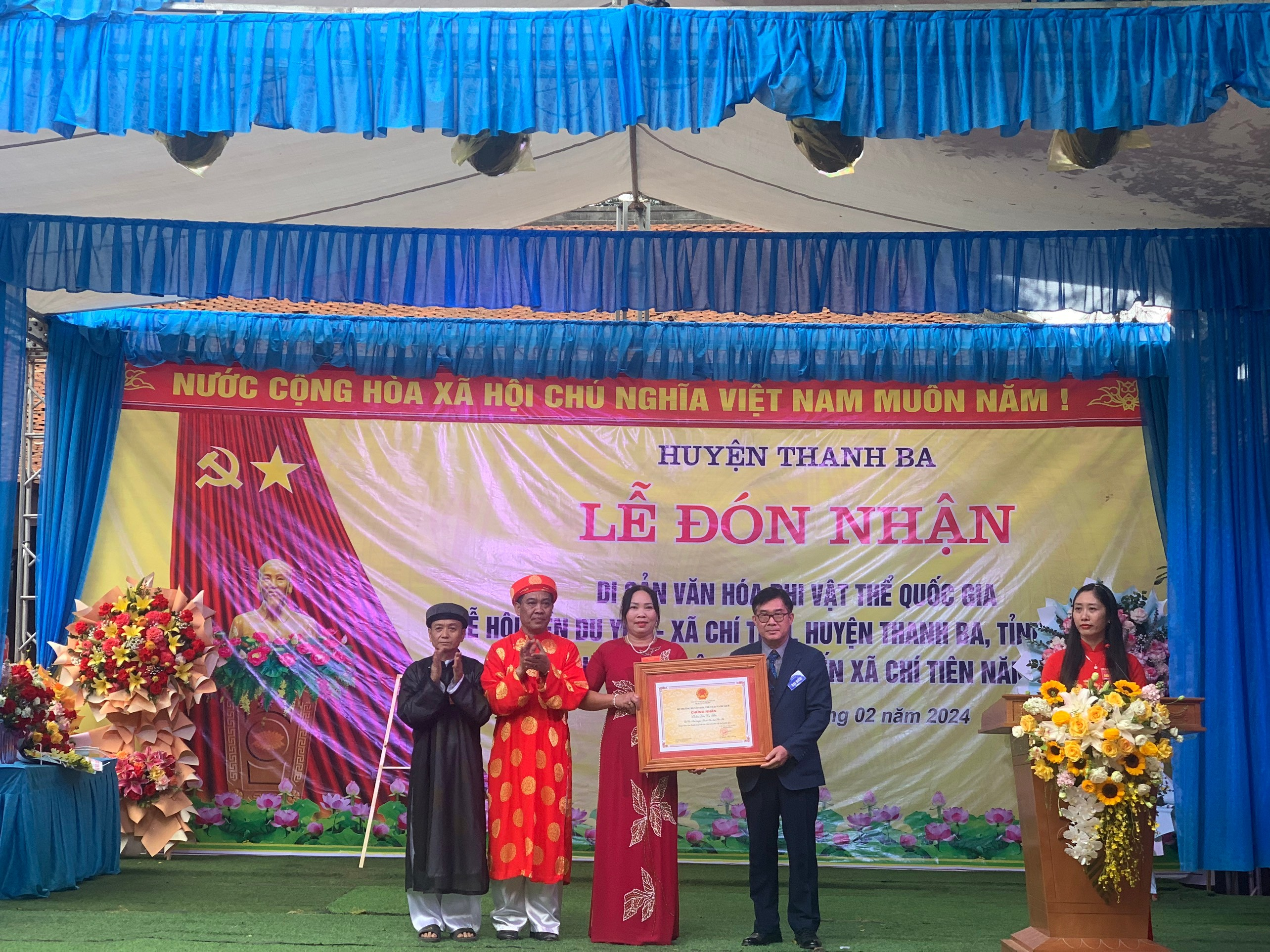 Lễ đón nhận Di sản văn hóa phi vật thể quốc gia  Lễ hội đền Du Yến, xã Chí Tiên, huyện Thanh Ba, tỉnh Phú Thọ.