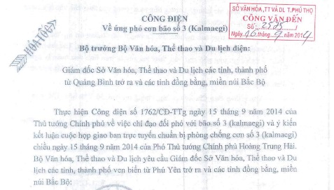 Công điện khẩn về ứng phó cơn bão Số 3 (Kalmaegi)